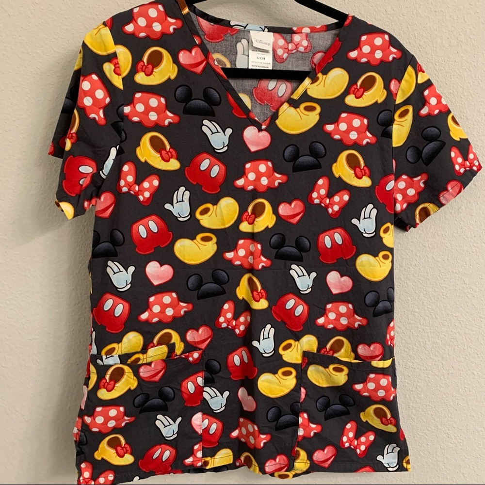 Mickey and Minnie Disney Scrub Top